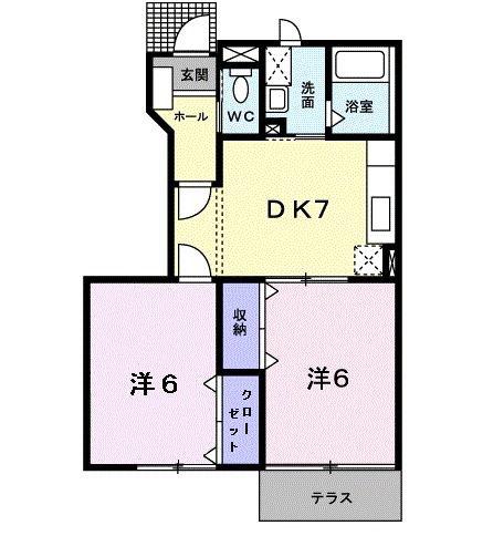 ノースショア(2DK/1階)の間取り写真