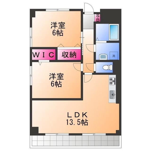 吉与ハイム(2LDK/3階)の間取り写真