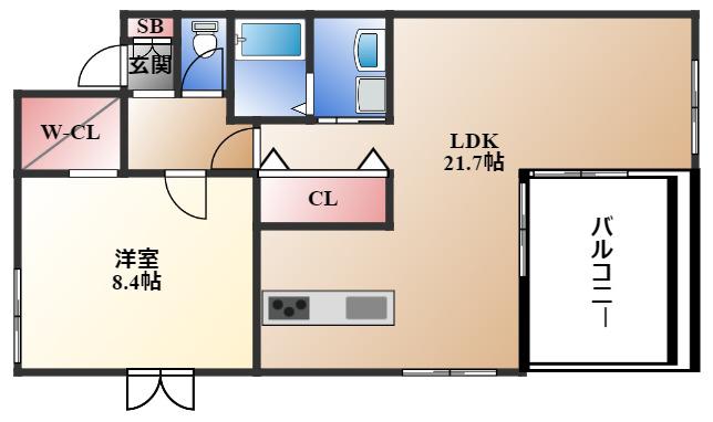 アークプラッツ(1LDK/9階)の間取り写真