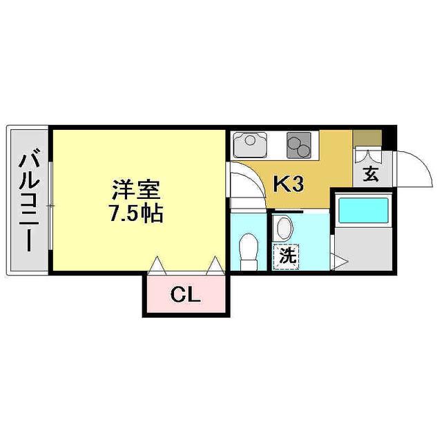 サンコート南はりまや(1K/2階)の間取り写真