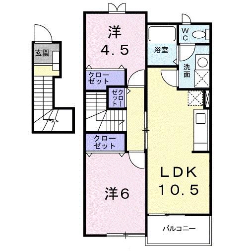 パーク レガシィII(2LDK/2階)の間取り写真