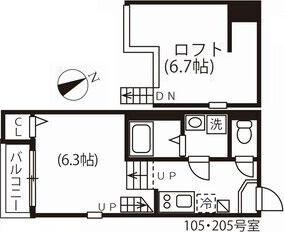 ハーモニーテラス川名町II(1K/1階)の間取り写真