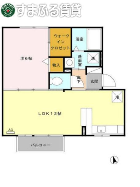 スマイルE&N E(1LDK/2階)の間取り写真