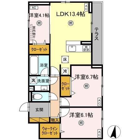 ベルニー太田(3LDK/1階)の間取り写真