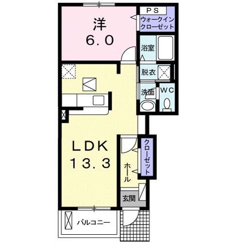 アクアビューIII(1LDK/1階)の間取り写真