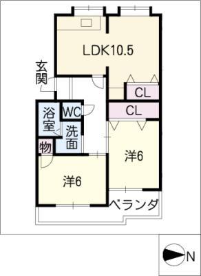 ハイツしらい(2LDK/3階)の間取り写真