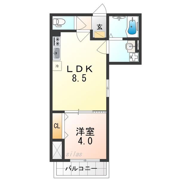 D PORTA CLAVEL(1LDK/1階)の間取り写真