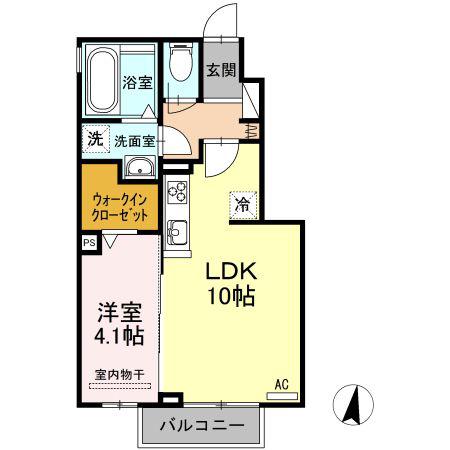 ジーニアスII(1LDK/1階)の間取り写真