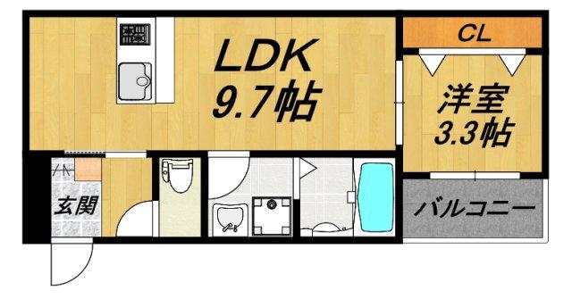 LE COCON豊橋II(1LDK/3階)の間取り写真