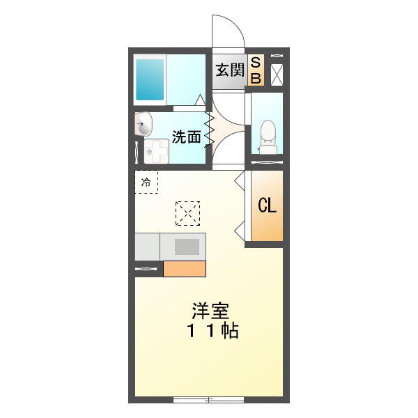 ボヌール アビテ D(ワンルーム/1階)の間取り写真