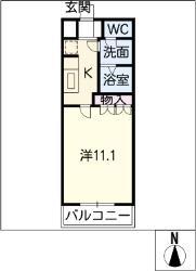 エヴァー グリーン(1K/1階)の間取り写真
