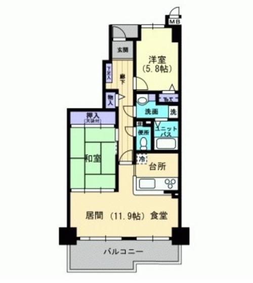 サーパス北新保(2LDK/3階)の間取り写真