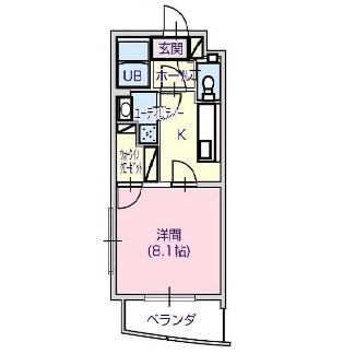フロール(1K/4階)の間取り写真
