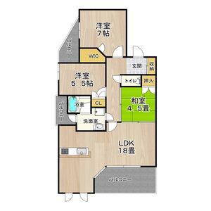 CITY SPIRE夕陽丘(3LDK/5階)の間取り写真