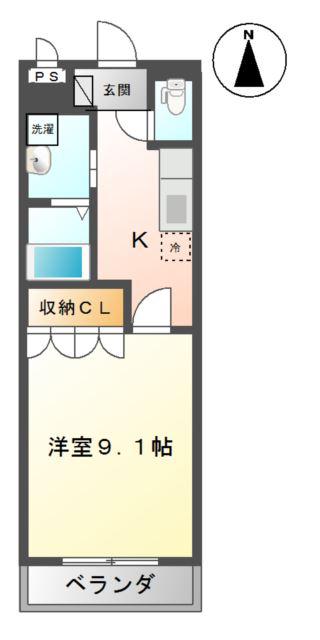 フローラ滑川(1K/2階)の間取り写真