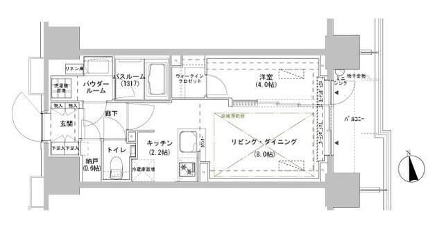 パークスフィア牛込神楽坂(1LDK/2階)の間取り写真