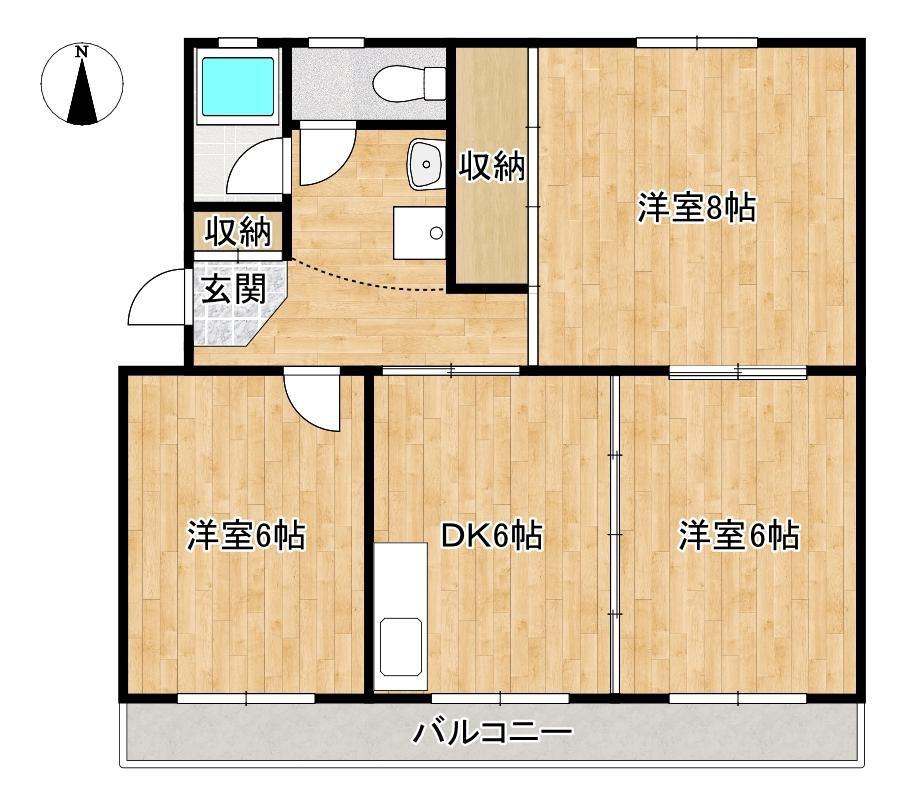 積志ハイツ(3DK/3階)の間取り写真