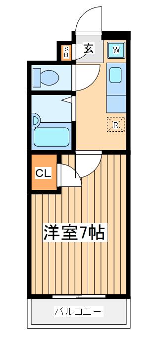 ジュネス中原(1K/1階)の間取り写真