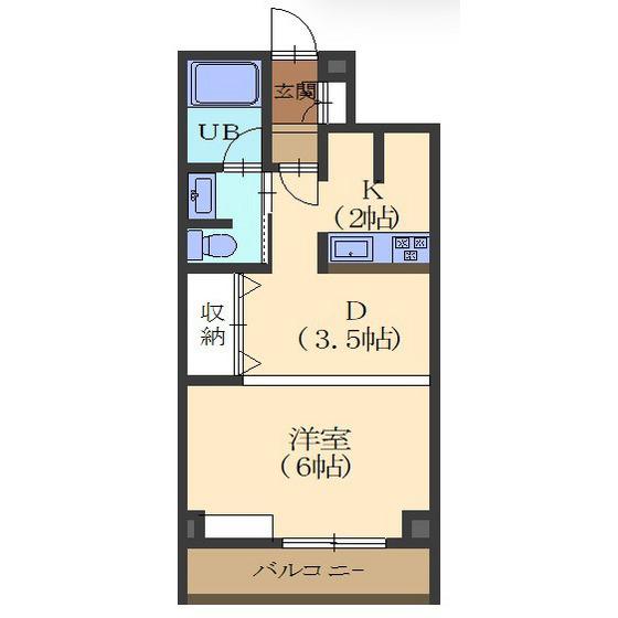 CUBO松陰(1DK/1階)の間取り写真