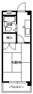 明月荘グリーンビルIII(1K/2階)の間取り写真