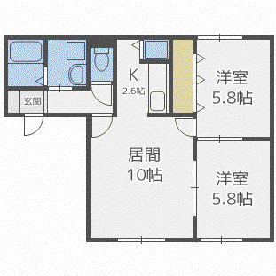 ルミエール新琴似(2LDK/2階)の間取り写真