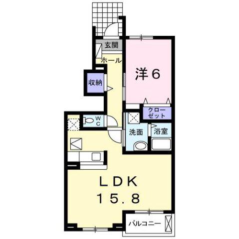 メゾン りら B(1LDK/1階)の間取り写真