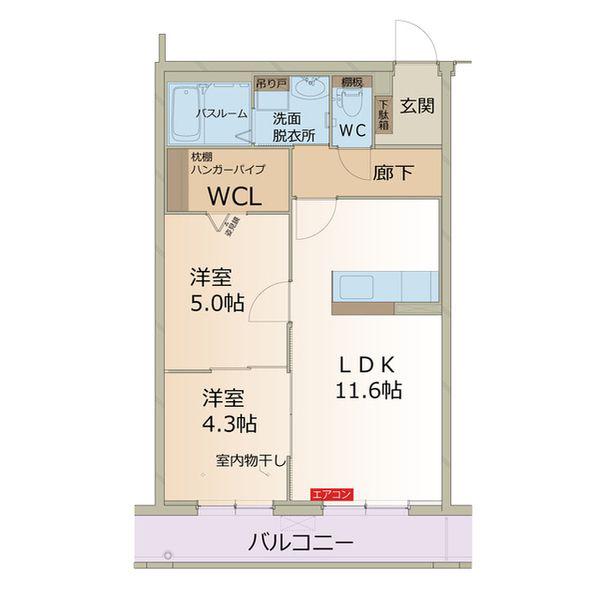 オーベルジーヌ(2LDK/2階)の間取り写真