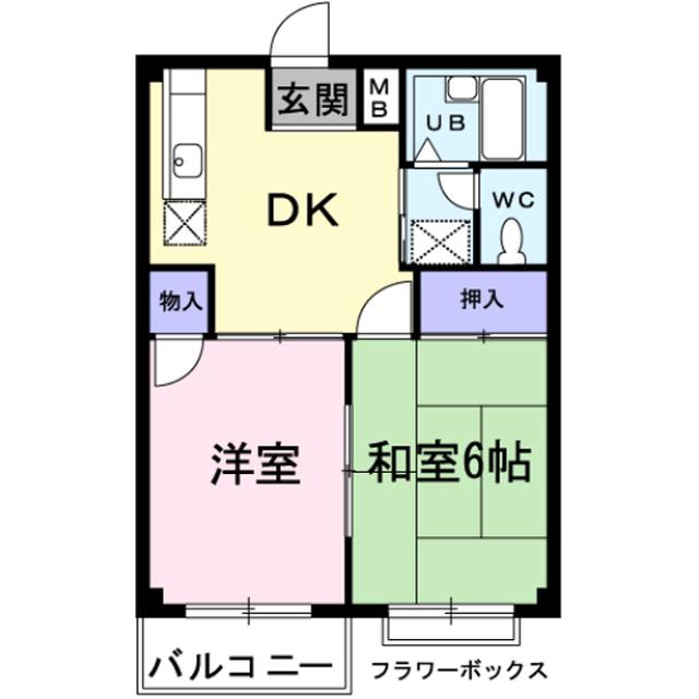 エルディムセブン(2DK/1階)の間取り写真
