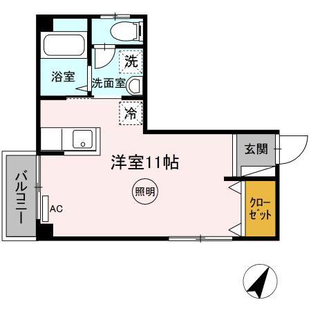 フジミハイツ(ワンルーム/2階)の間取り写真