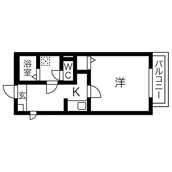 GALLERY庄内通(1K/2階)の間取り写真
