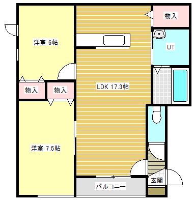 BERG・イースト(2LDK/3階)の間取り写真