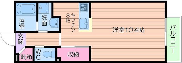 フラット桃ヶ池(1K/2階)の間取り写真