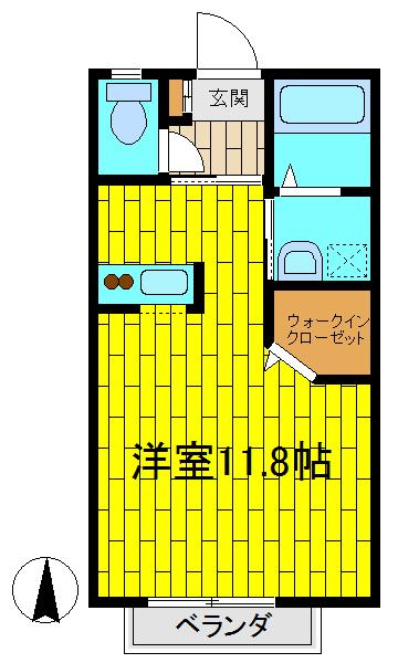 プレミールK(ワンルーム/1階)の間取り写真