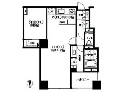 シティタワーズ豊洲 ザ・ツイン(1LDK/35階)の間取り写真