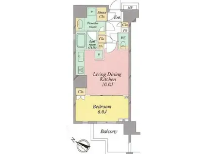 オープンレジデンシア品川(1LDK/7階)の間取り写真