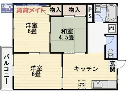 志摩ハイツ(3DK/2階)の間取り写真