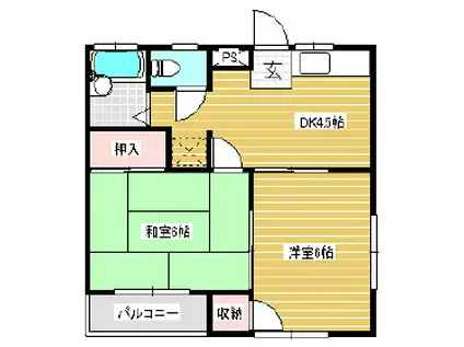 サンビュー波田(2DK/1階)の間取り写真