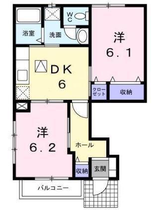 アヴェニューノムラA(2DK/1階)の間取り写真
