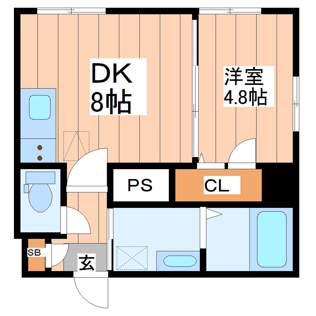 ベレオ米ケ袋(1DK/1階)の間取り写真