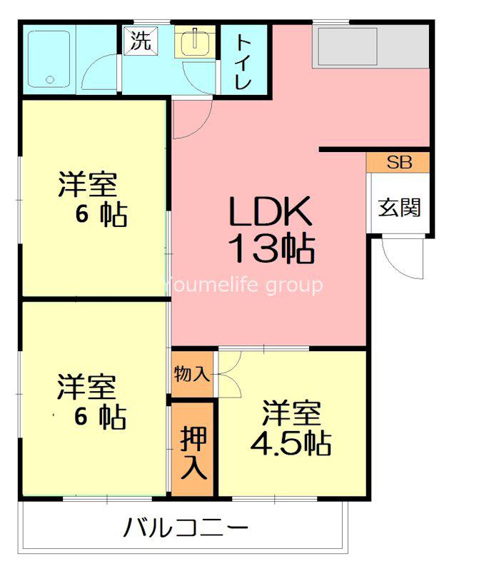 TMハイツ(3LDK/2階)の間取り写真