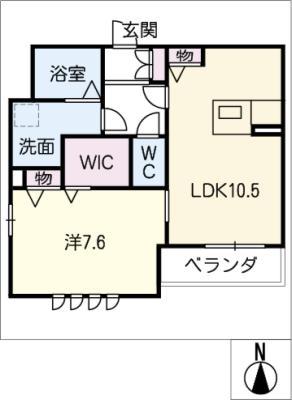 NEXPIA I(1LDK/2階)の間取り写真