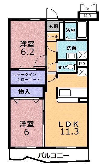 メゾン・ダルカンシールII(2LDK/3階)の間取り写真