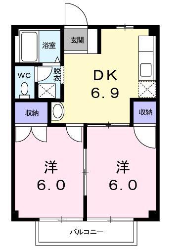 エステート尾関 B(2DK/1階)の間取り写真