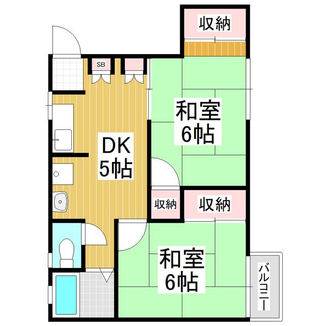 シティハイムイズミII(2DK/2階)の間取り写真