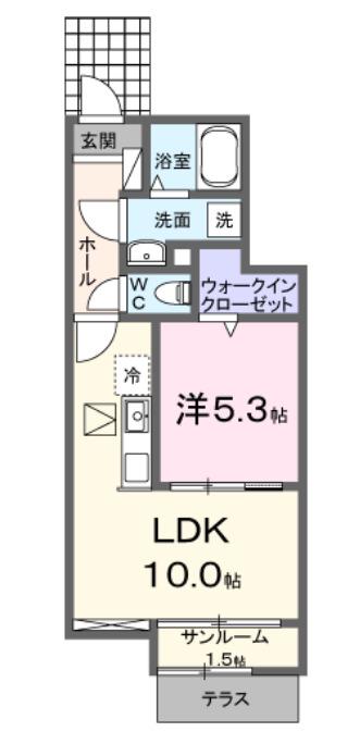サンセールII A(1LDK/1階)の間取り写真
