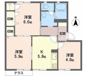 西田ハイツ(3DK/1階)の間取り写真