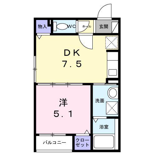 二見町東二見アパート(1DK/2階)の間取り写真
