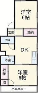 スカイプラザ(2DK/5階)の間取り写真