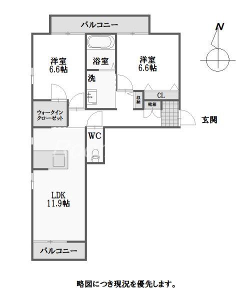 べレオアトリエール住吉(2LDK/1階)の間取り写真