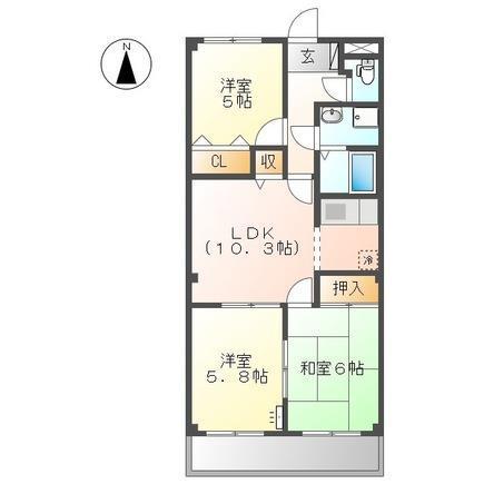 ルミナス南蔵王(3LDK/1階)の間取り写真